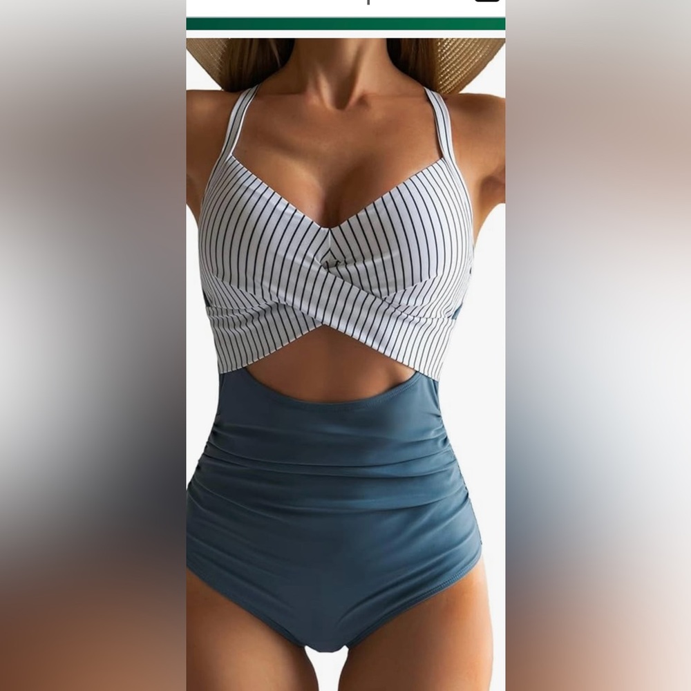 Striped Cutout Swimsuit Top